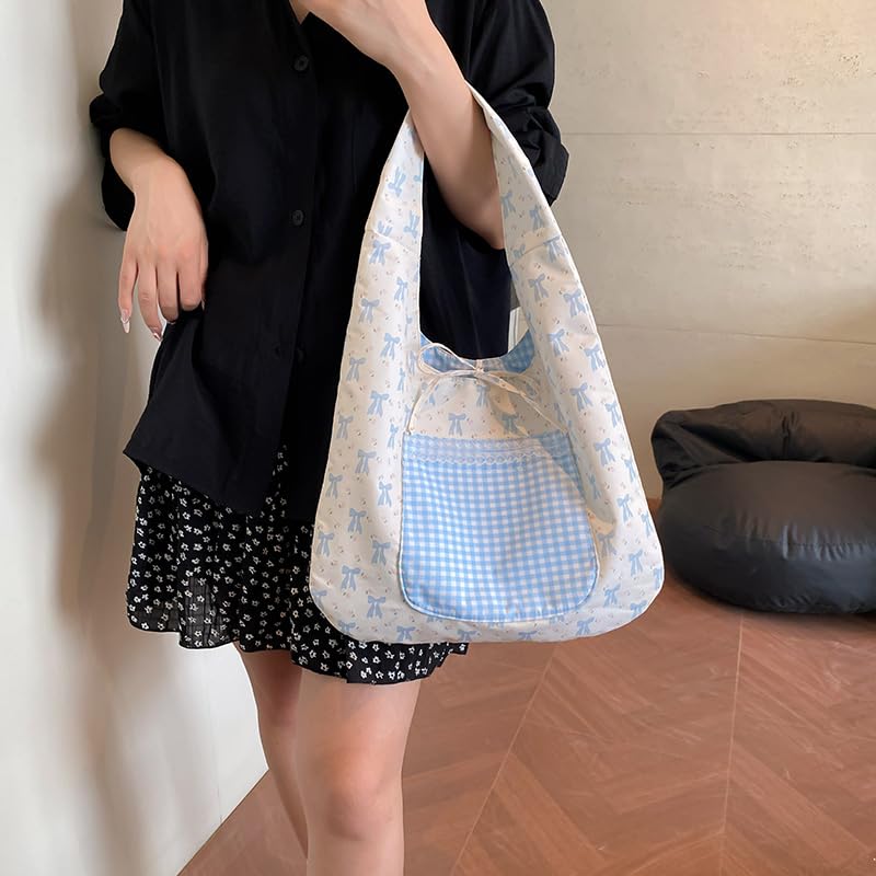 Simple Plaid Pattern Shopper Tote Bag Portable Tote Handbags Large Capacity Vest Bag for Women2