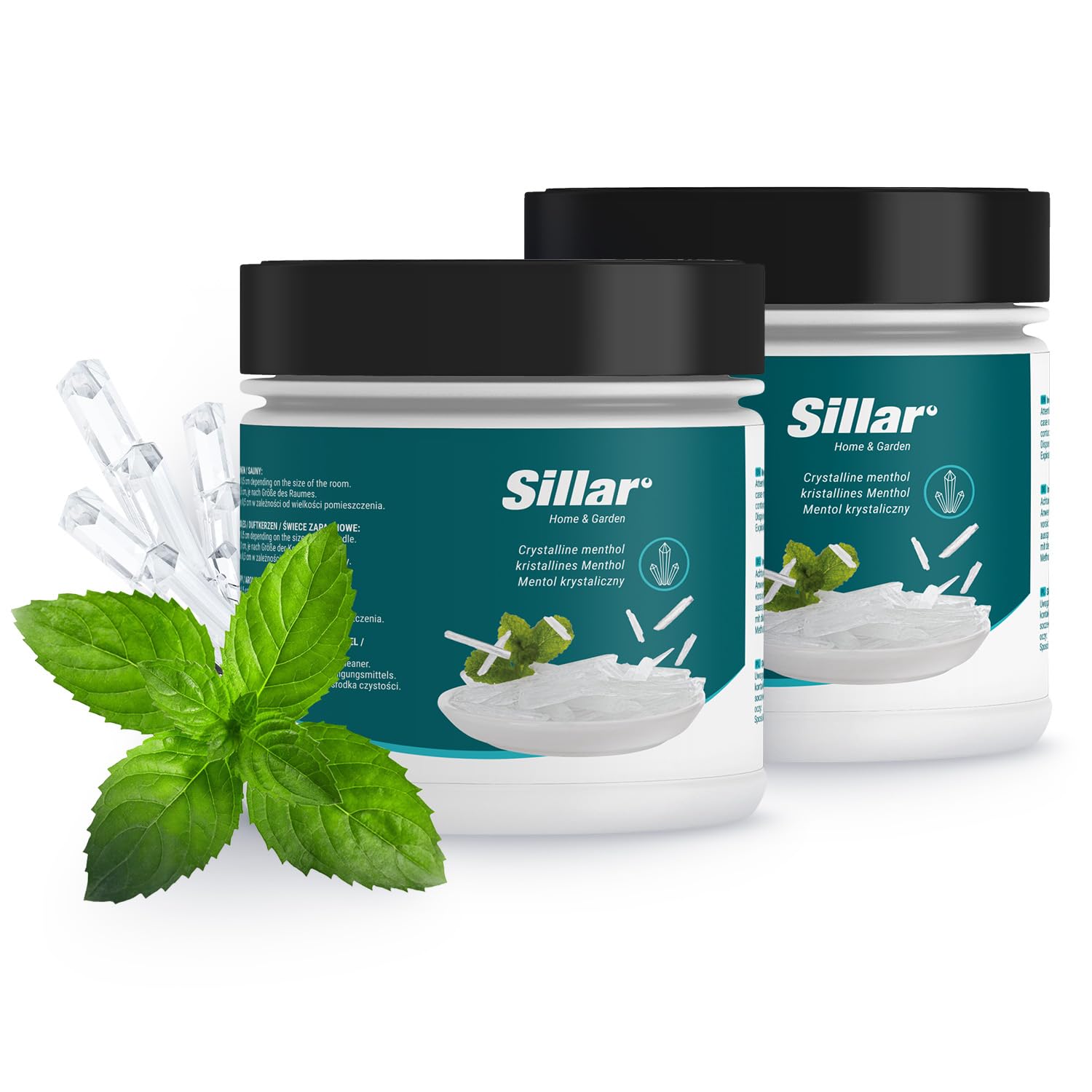 Sillar Accessoire pour Sauna, Cristaux de Menthol 2x100g, Cristaux de Menthol pour le Sauna à Inhaler | Cristaux de Menthol de Menthe Pure | Set Cadeau pour Sauna, Infusion de Menthol