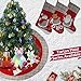 WEWILL 36 Double Layers Thick Christmas Tree Skirt Red Felt with Classic White Trim Border Embroidered Santa Claus Snowflake Xmas Tree Skirt Holiday Decorations