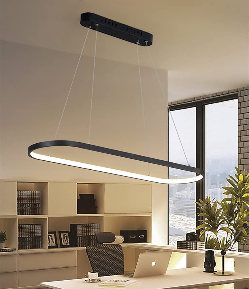 Lampe suspendue LED dimmable noire avec télécommande pour éclairage de table à manger - 8