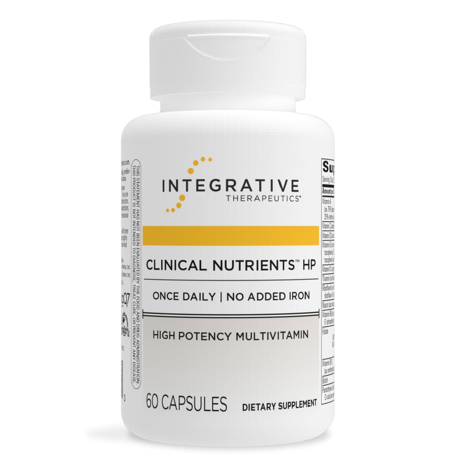 Nutrientes clínicos HP de Integrative Therapeutics - Multivitamínico diario con nutrientes vitales - Apoyo antioxidante para hombres y mujeres* - Sin hierro añadido - Sin lácteos - 60 unidades (30 porciones)