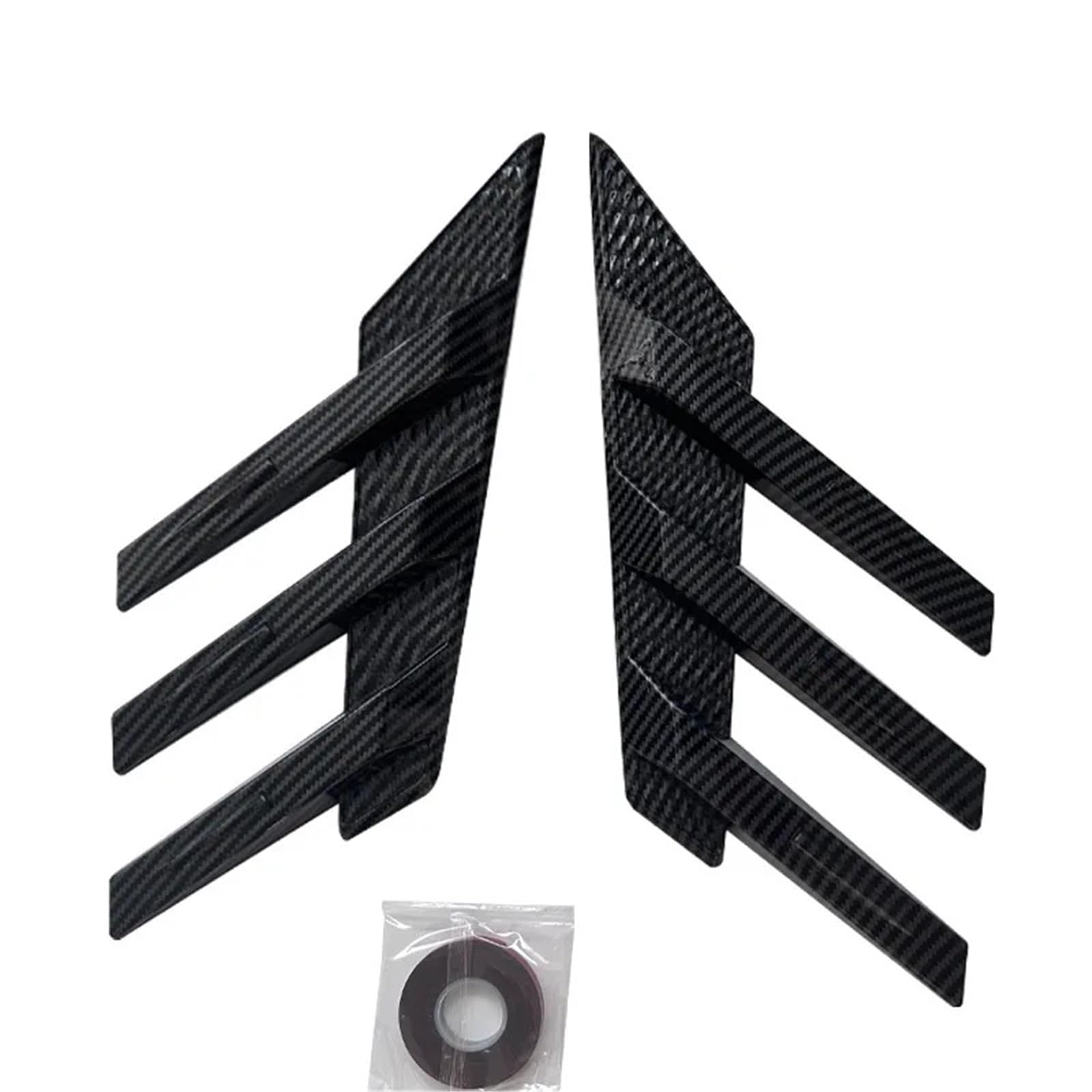 Autofensterleisten Heckscheiben-Seitenspoiler-Lüftungsöffnungen, Dekoration, allgemeine Fensterlamellen, universelles dekoratives Außenflügelzubehör Jalousien-Autoaufkleber(Carbon Fiber Look)