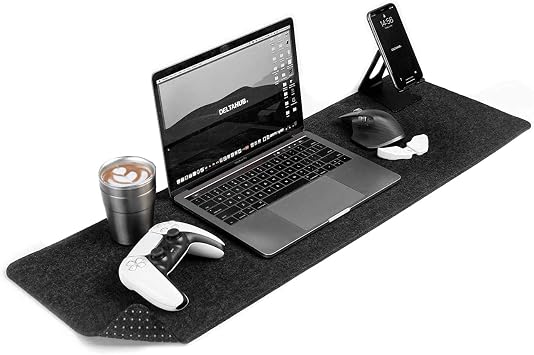 DELTAHUB - Minimalistic Felt Desk Protective Pad, Anti-Fray, Anti-Slip, Easy to Clean, Easy Glide, Long Lasting, Sleek Design, Comfortable, Resistant, Desk Mat, PC, Mac, Laptop - Medium 12x35inch