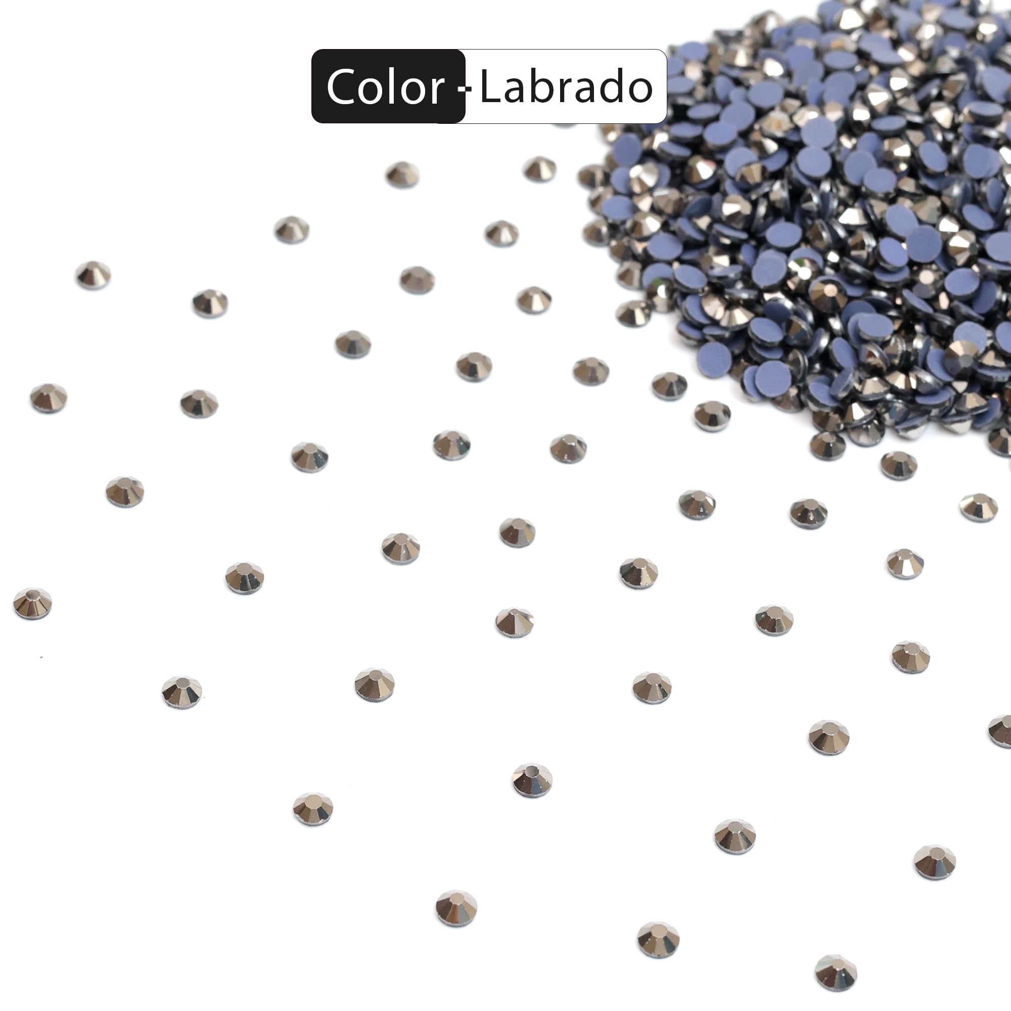 Embroiderymaterial Round Flatback Hotfix Glass Crystal Rhinestones For Wedding Dress Embellishments, Craft, Shoes, Bags, Jewellery Making, Diy (Ss16, 4Mm, Labrado Color, 1440 Pieces), Multi
