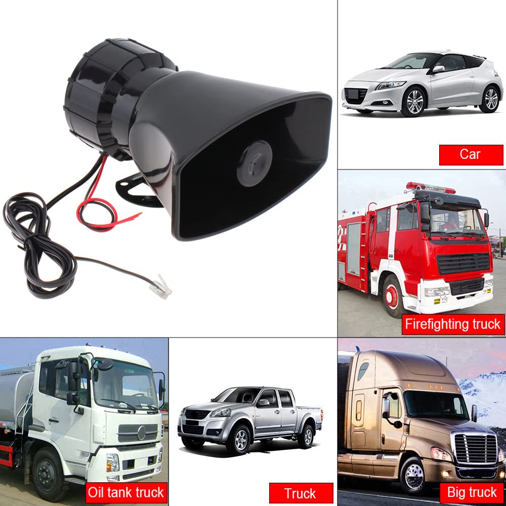Haut-parleur de voiture 100 W 9 sons 12 V Sirène Klaxon Haut-parleur avec crochet Fonction d'appel 120-125 dB Avertisseur Alarme Klaxon électronique