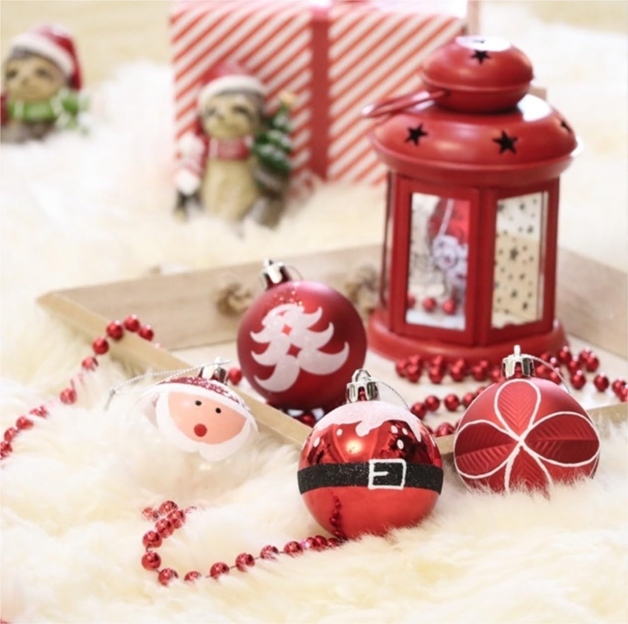 Palline di Natale, Set di 9 palline Natale, decorazioni infrangibili per l'albero, ornamenti per per albero, per feste matrimonio Palline di Natale Riutilizzabili(C)
