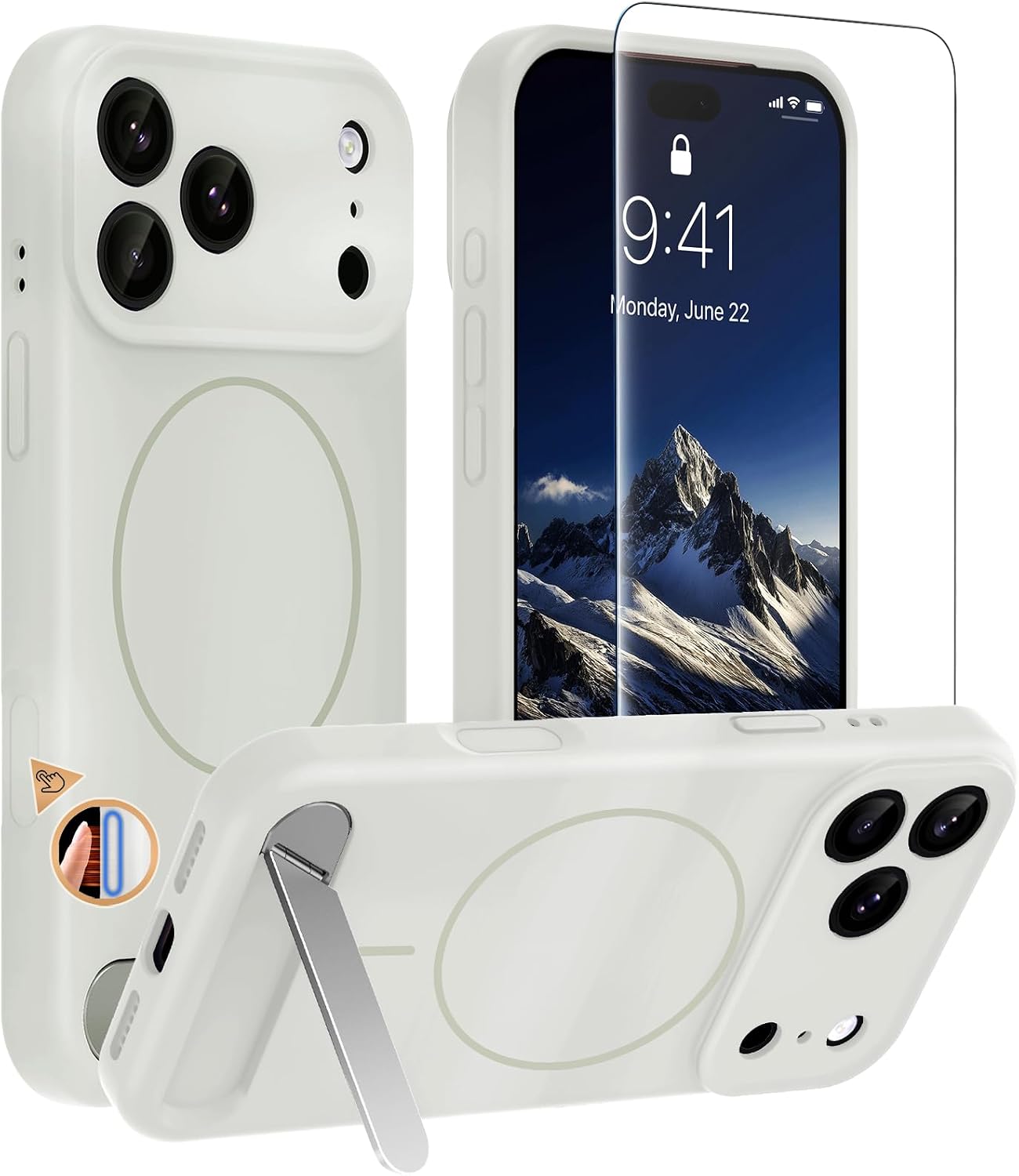 ‌ualele Magnetic for iPone 18/17 Pro Max Case Silicone wit Stand