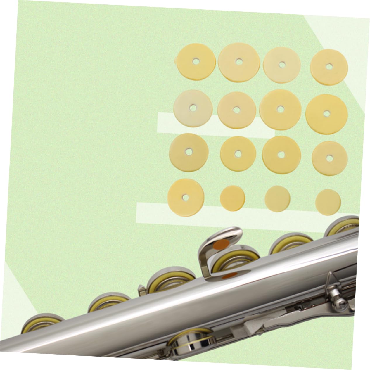 Levemolo 4pcs 16 1 16 in 1 Flute Pad Kit Replacement Elastic Pads for Flute Maintenance (light)