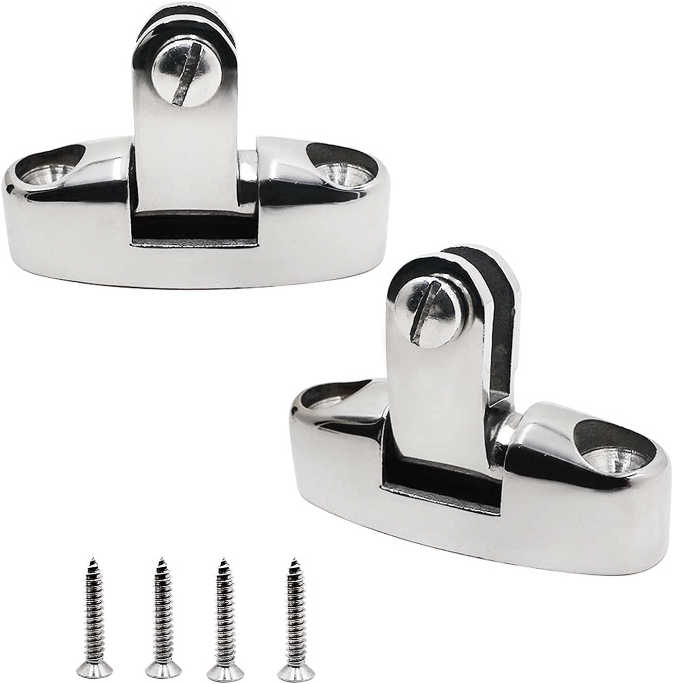 Yanyu 2 Pcs Boat Bimini Top Deck Swivel Hinge Side Mount Stainless Steel 316 Marine Hardware with Screws and Rubber Pad