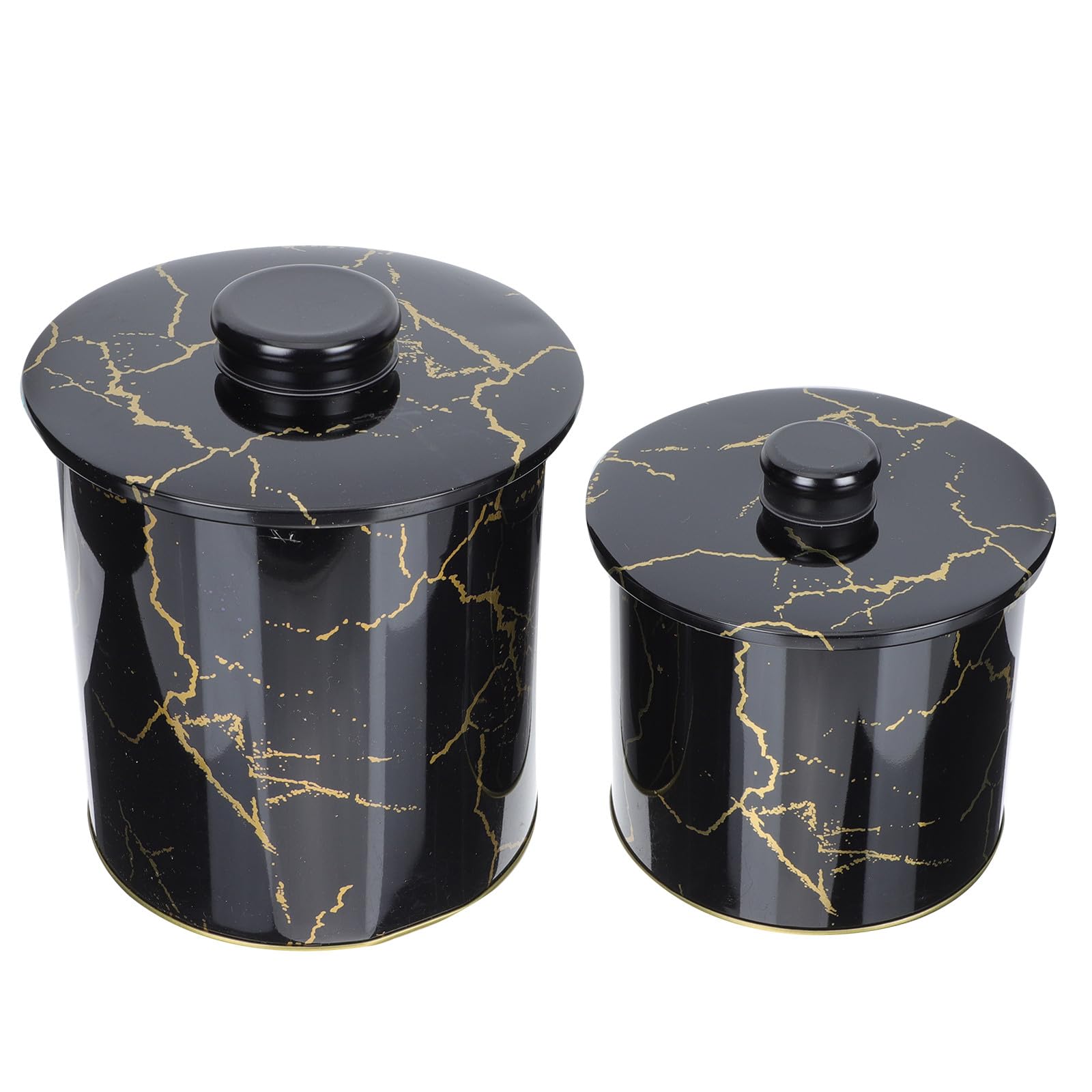 Set 2 Scatole Porta Dolciumi in Latta Nera Coperchio, Stile Nordico Compatto e Leggero, per Conservare Biscotti Durante le Feste