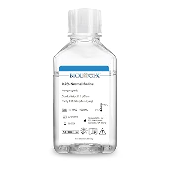0.9% Normal Saline Solution, 1000mL Sterile Sodium Chloride Solution, Ready-to-Use Buffer for Lab Research Only