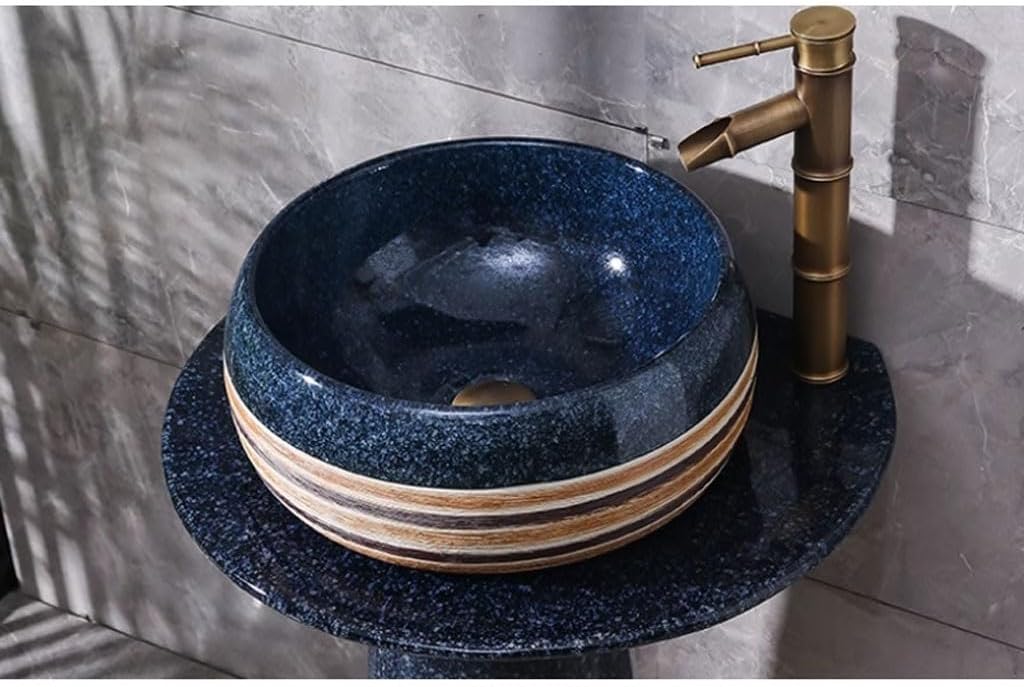 Pedestal Sinks Outdoor Wash Basin Column Courtyard Villa Garden Integrated Floor-Standing Vertical Bathroom Sink (A)