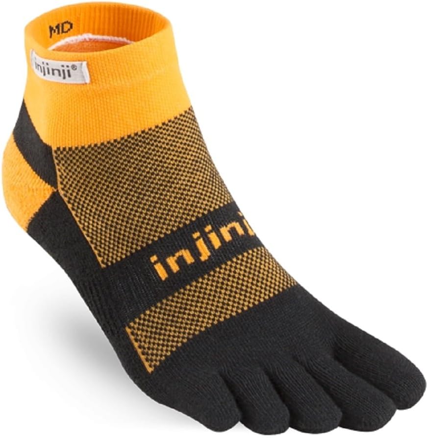 Injinji Socks Run Midweight Mini Crew Tangerine Running Toe Socks