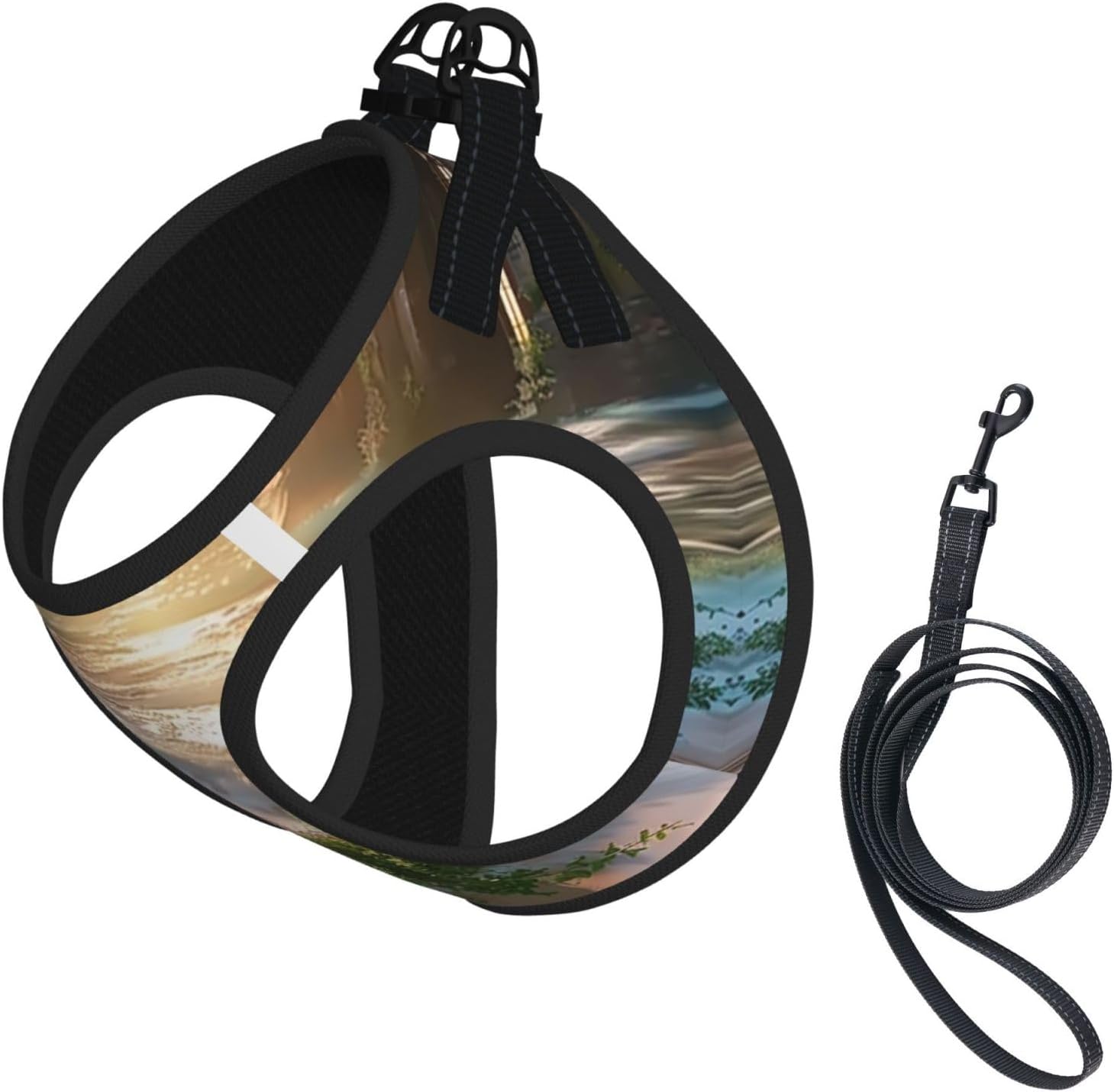 Fantasy sea View Pet Vest Small Size Dog Harness and Leash Set for Training, Reflective & Adjustable Without Accessories Medium