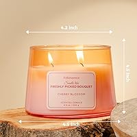 Vista 3 de Folkulture Velas de San Valentín, 8.8 onzas, aroma a flor de cerezo, velas de tarro de vidrio de lujo para el hogar, regalos para mujeres, ella