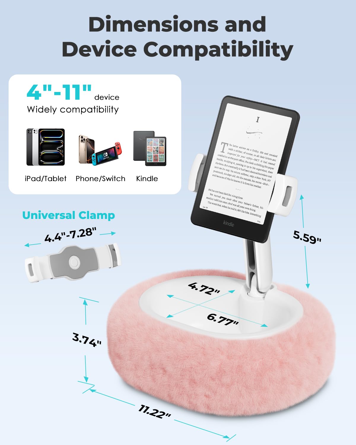 Viozon Handy Halterung Für Bett - Verstellbarer Kindle Kissenhalter Für 4,7-7 Zoll Geräte