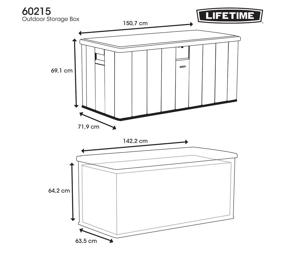LIFETIME Plastic Wood Grain Textured Storage Box Desert Sand/Grey, 151x72x69 cm — view 7