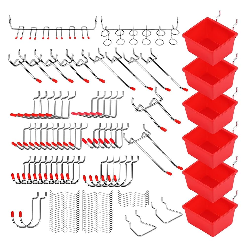 Littimoon 121 Piece Pegboard Hooks Set,Pegboard Accessories with Metal Hooks, Peg Board Organizer Accessories,Pegboard Bins