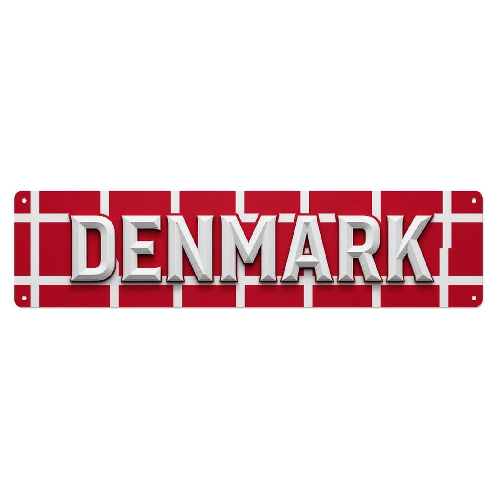 Vintage Denmark Flag Pattern Metal Tin Sign