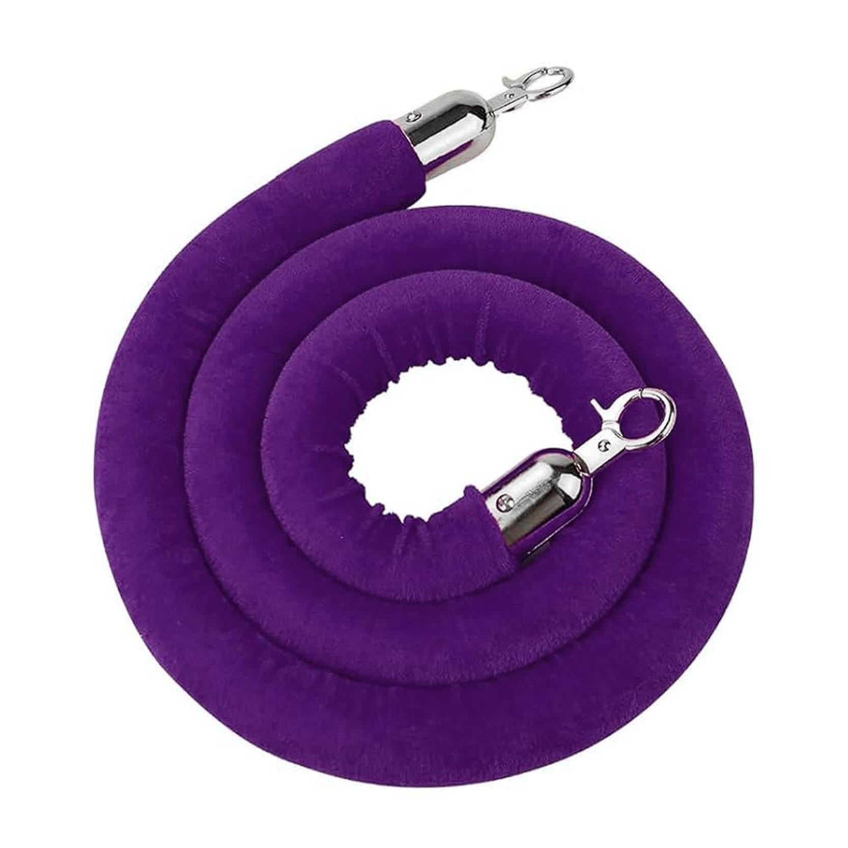Velvet Stanchion Rope with Silver Hooks - Crowd Control for Events, Parties, and Red Carpet(1 Pack,6ft/185cm)