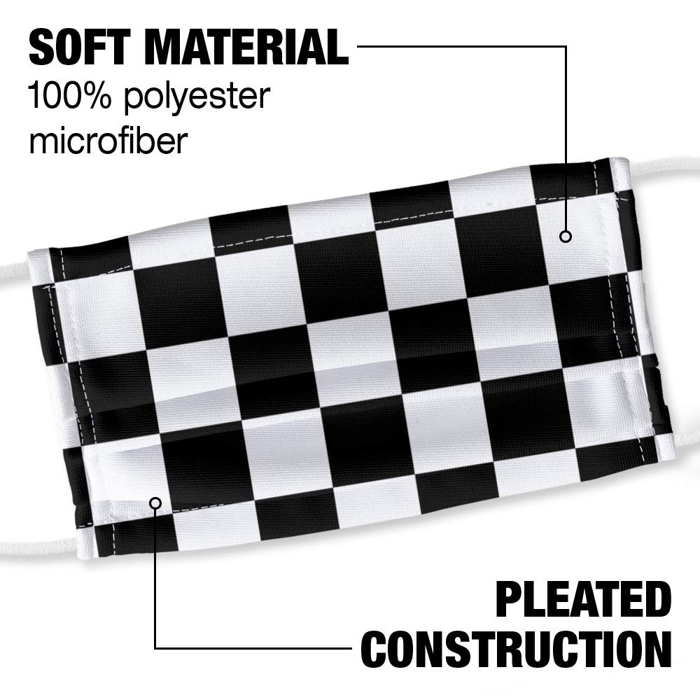Black And White Checkerboard Pattern 1-Ply Reusable Face Mask Covering with Adjustable Nose Wire, Unisex