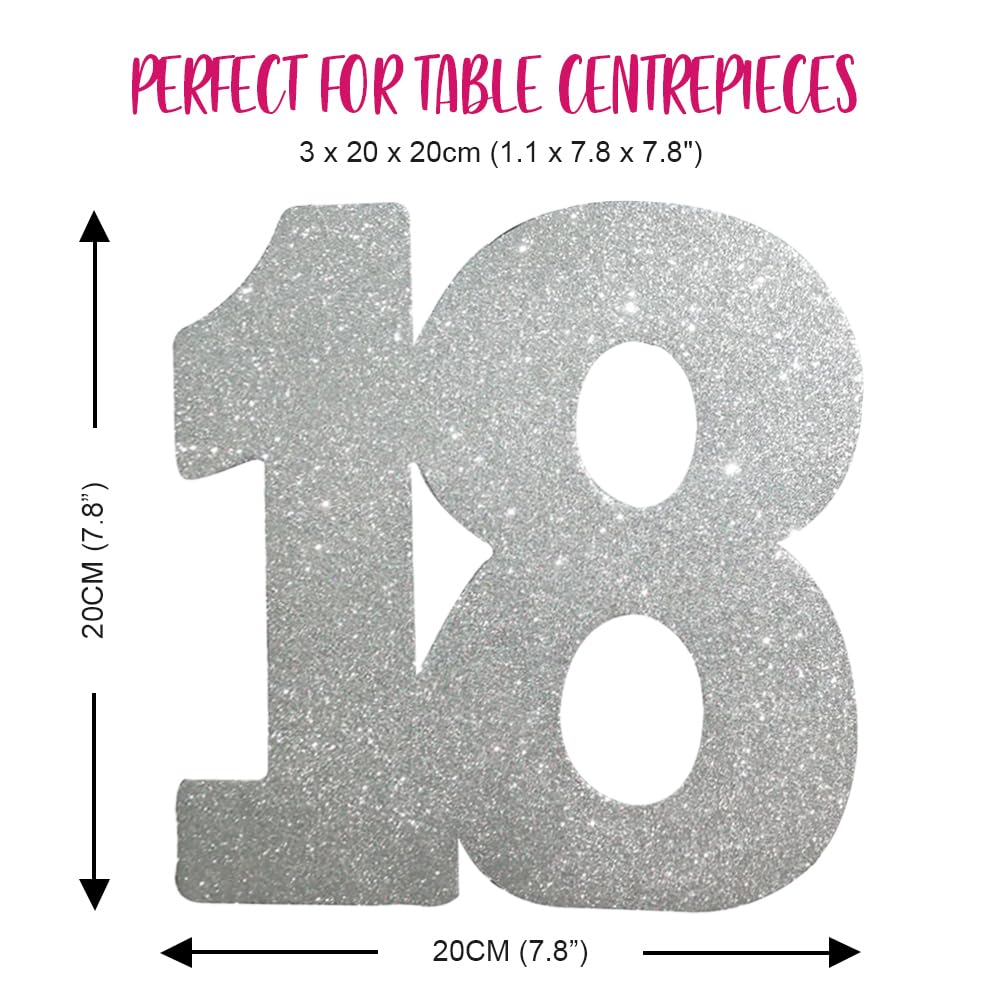 Decorazione Numero 18 Per Compleanno - Centrotavola In Polistirolo Con Glitter, Colore Fuxia - Foto 3