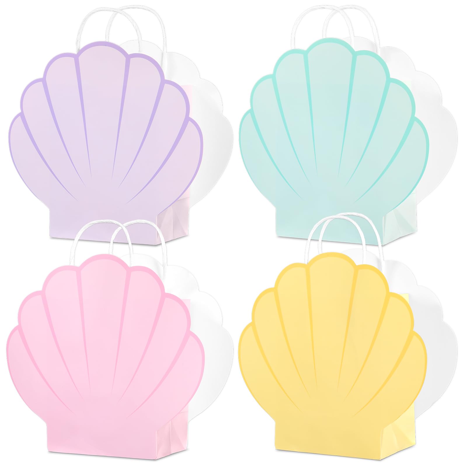 Photo 1 of 12PCS Pastel Seashell Shaped Gift Bags with Handle Mermaid Themed Event Favor Goodie Bags Birthday Party Supplies Candy Treat Bag Under the Sea Party Favor Bag for Baby Shower Mermaid Themed Decor