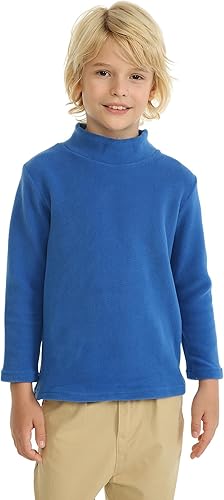 Miniatura 3 de LittleSpring Camisa unisex de forro polar para niños y niñas, camiseta de cuello alto (2-14 años)