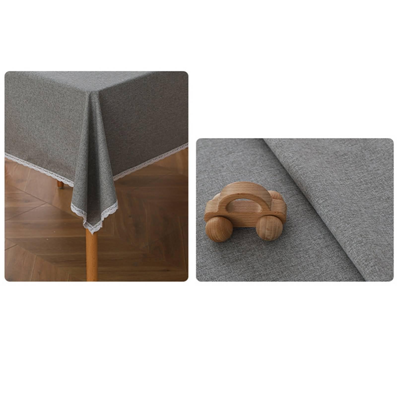 Mantel rectangular de lino y algodón, color gris claro