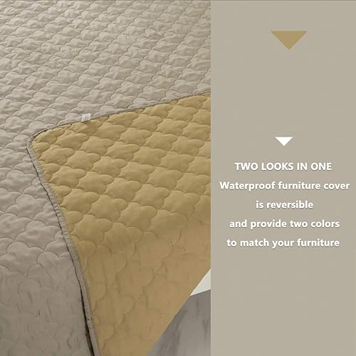 Miniatura 5 de Mantas para proteger el sofá, funda impermeable para cama de perro, manta protectora de muebles (beige + arena, 52 x 82 pulgadas)