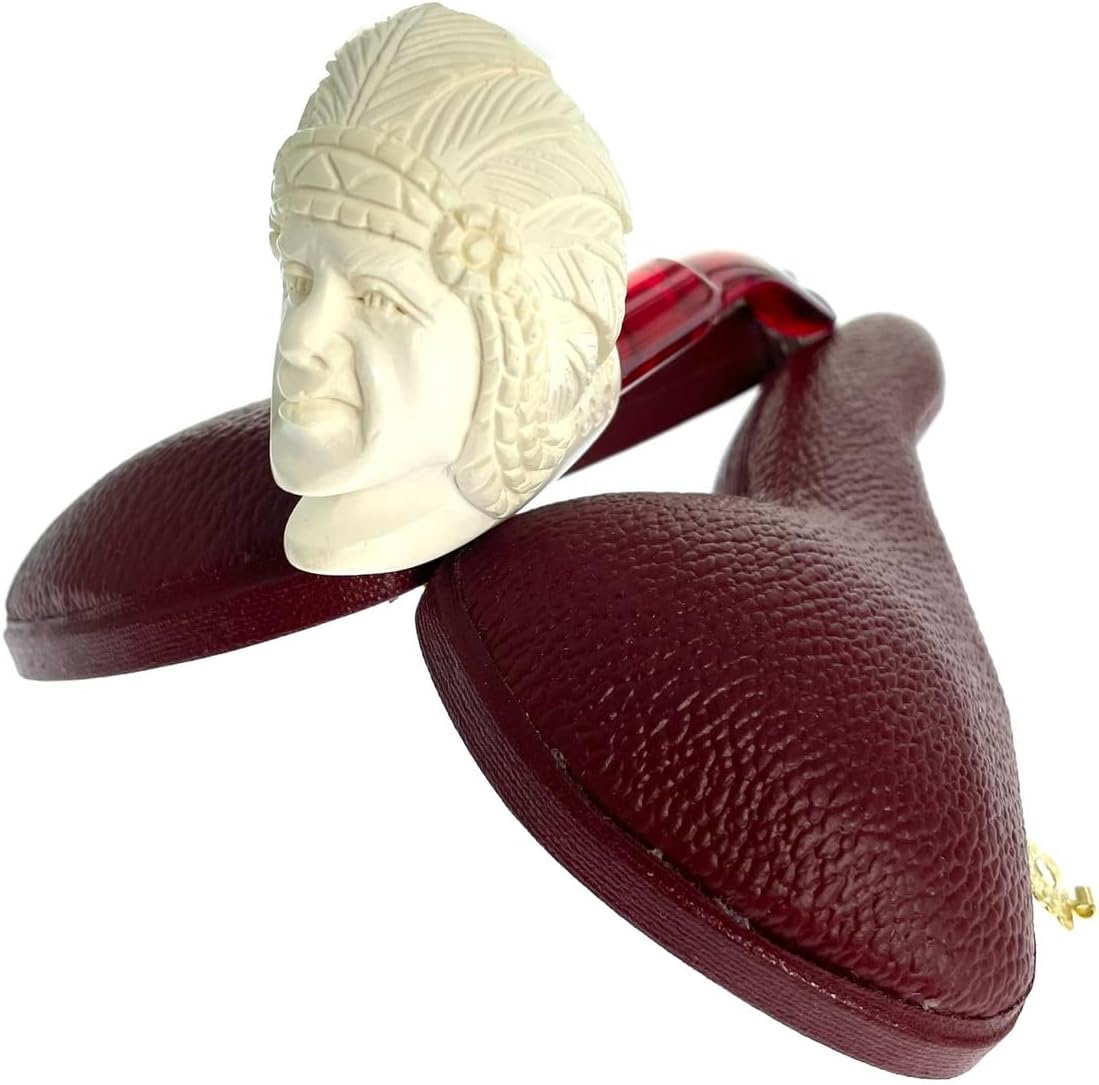 Mini Indian White Genuine Block Turkish Meerschaum Pipe With Case