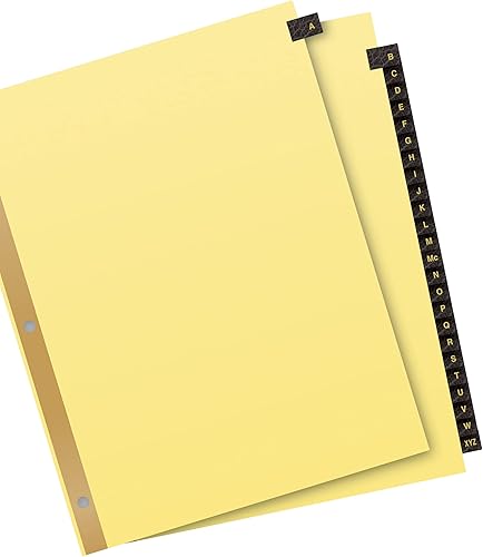 Miniatura 7 de Avery A-Z Divisores para carpetas de 3 anillas, juego de 25 pestañas, pestañas de cuero negro preimpresas, 1 juego de separadores de carpetas (11350)