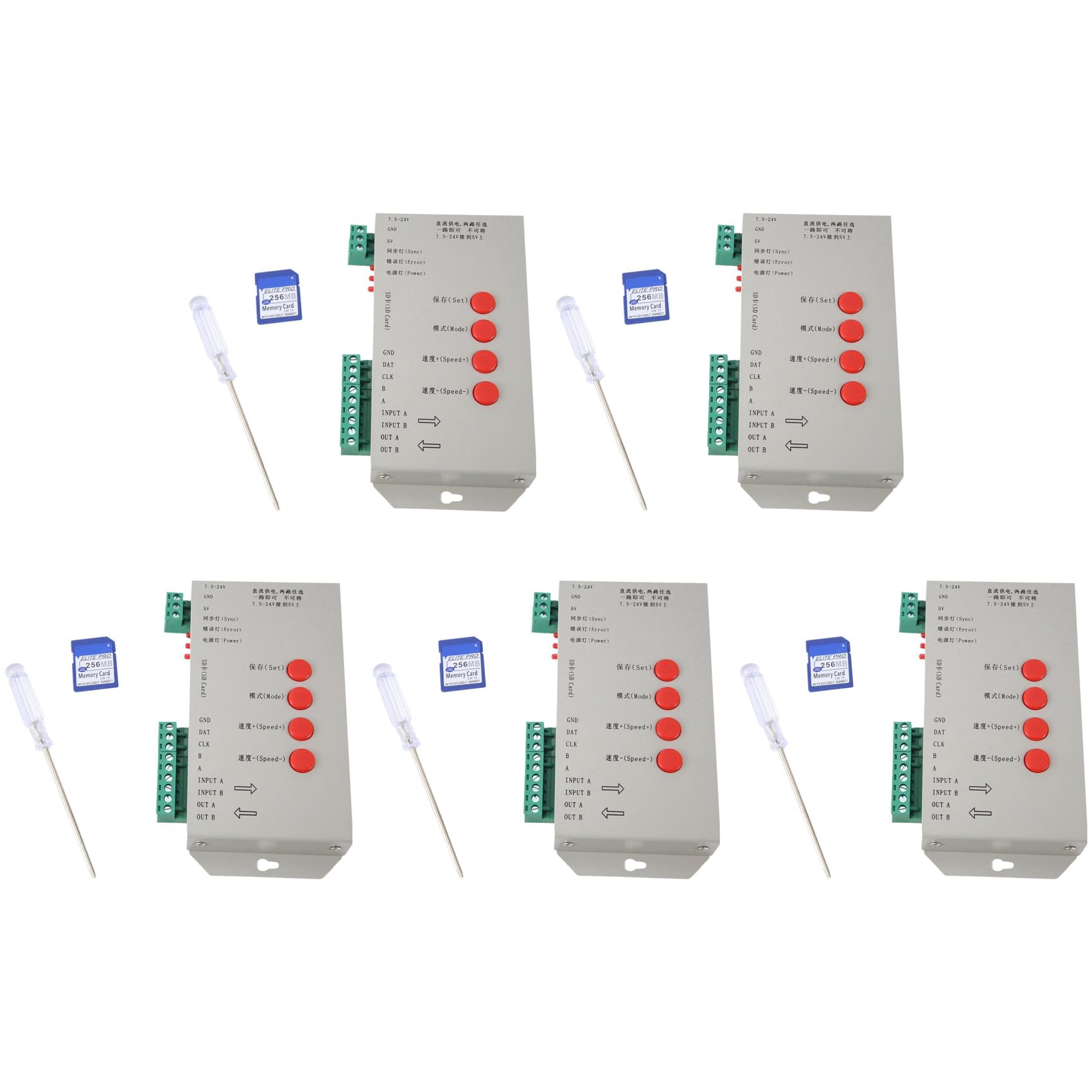 Jnchdghwa 5X RGB LED Controller T1000S SD Card 2048Pixels Controller for WS2801 WS2811 WS2812B SK6812 LPD6803 LED Strip Light