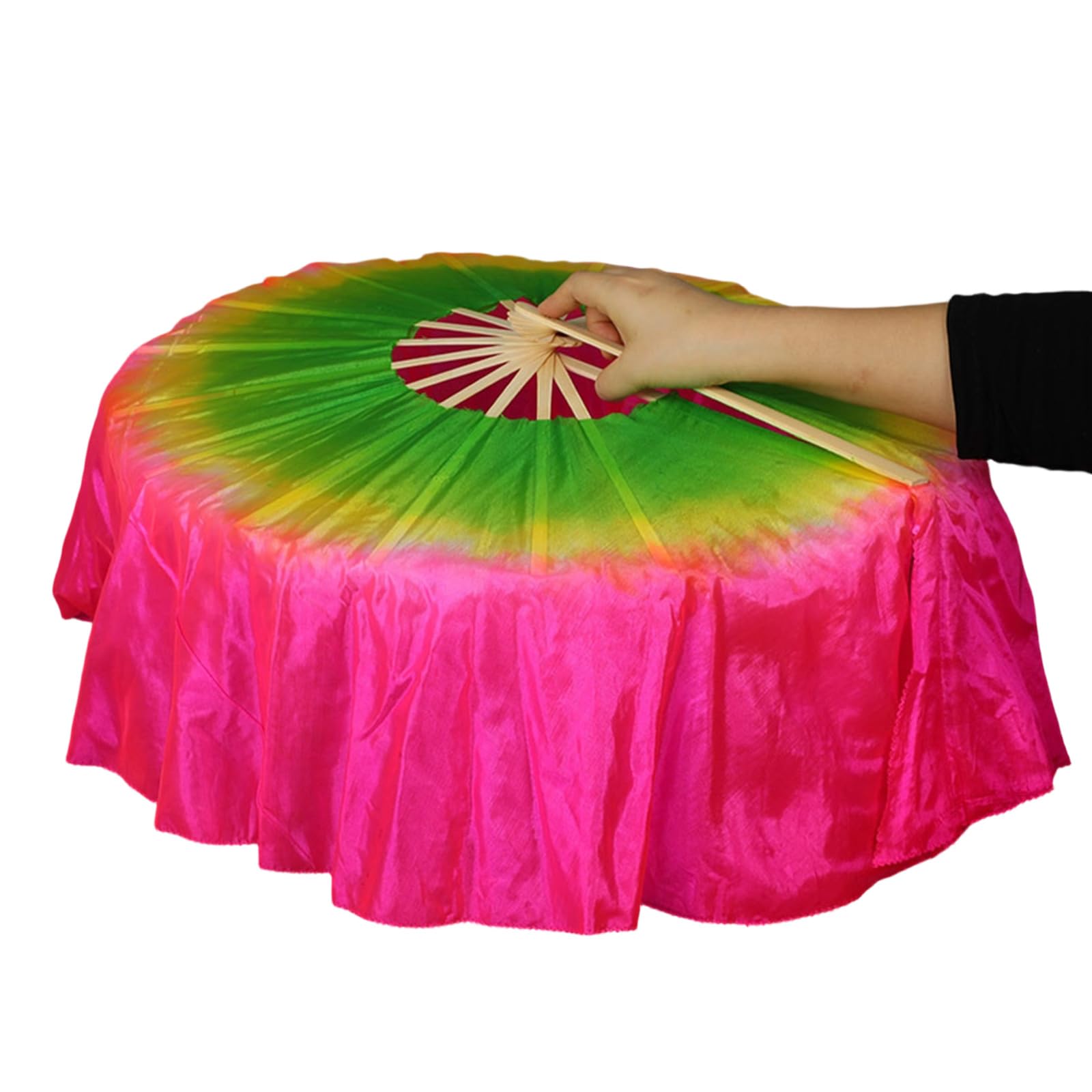 Yugshnkfc A Round Decorative Folding Hand Fan Faux Silk Belly Dance Foldable Handheld Party Wedding Dancing Decors Foldable Handheld Fan