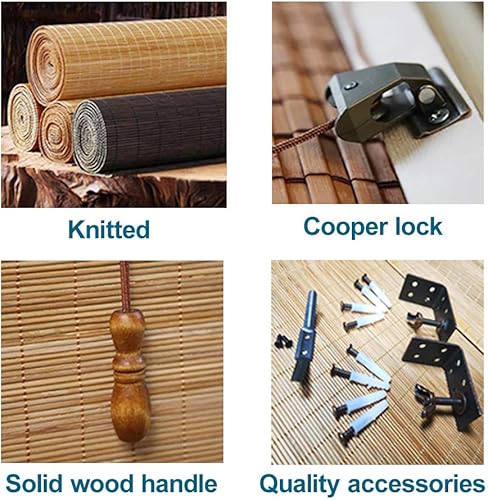 Miniatura 5 de LETAU Persianas romanas de madera sin cordón para ventana, persianas de bambú con filtro de luz para interiores, hogar, oficina, cocina, patrón 7