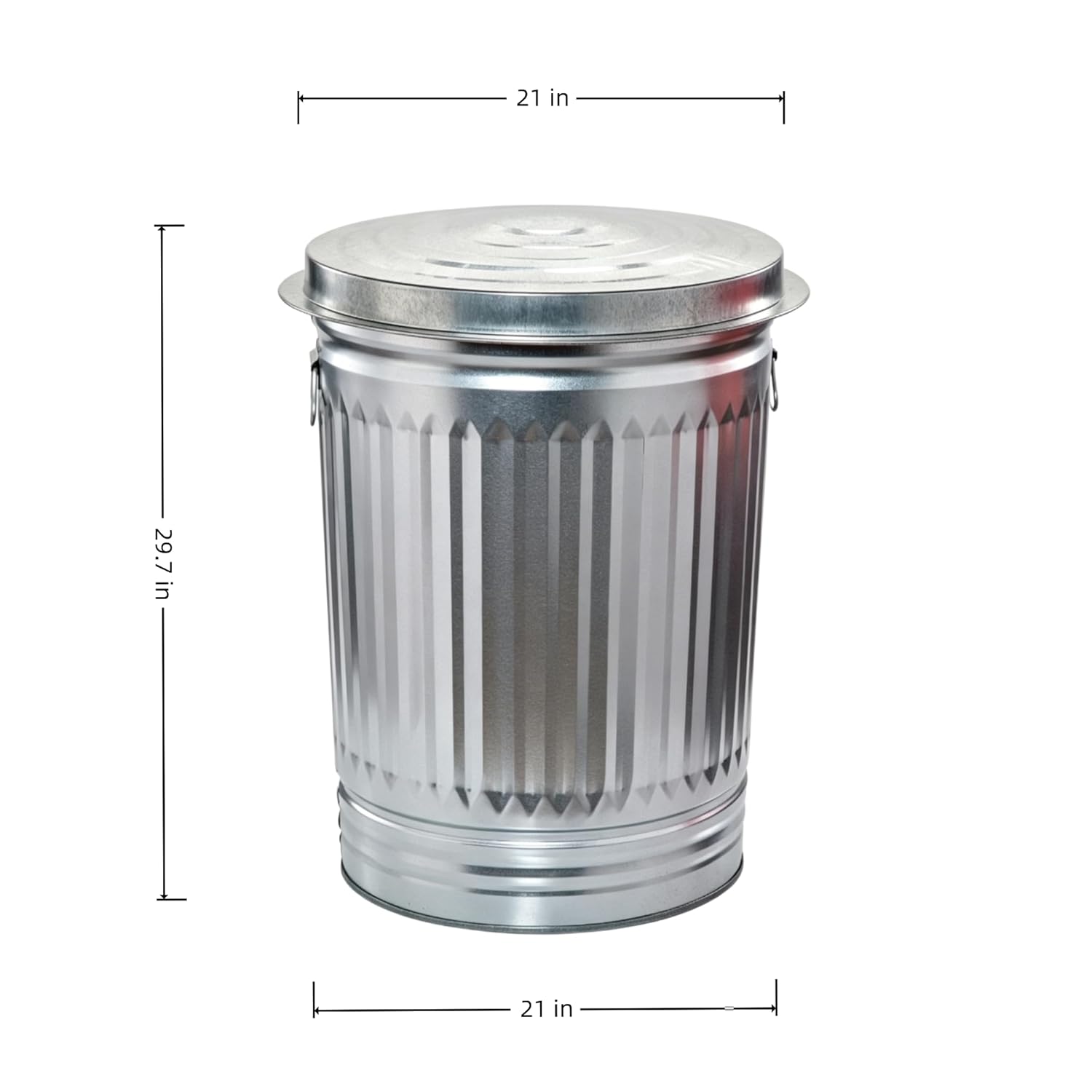 31 Gallon Galvanized Steel Trash Can with Lid, Heavy-Duty Steel Garbage Bin, Silver Metal Bin for Pet Food Seed & Charcoal Storage, Weather Resistant, Indoor/Outdoor Use