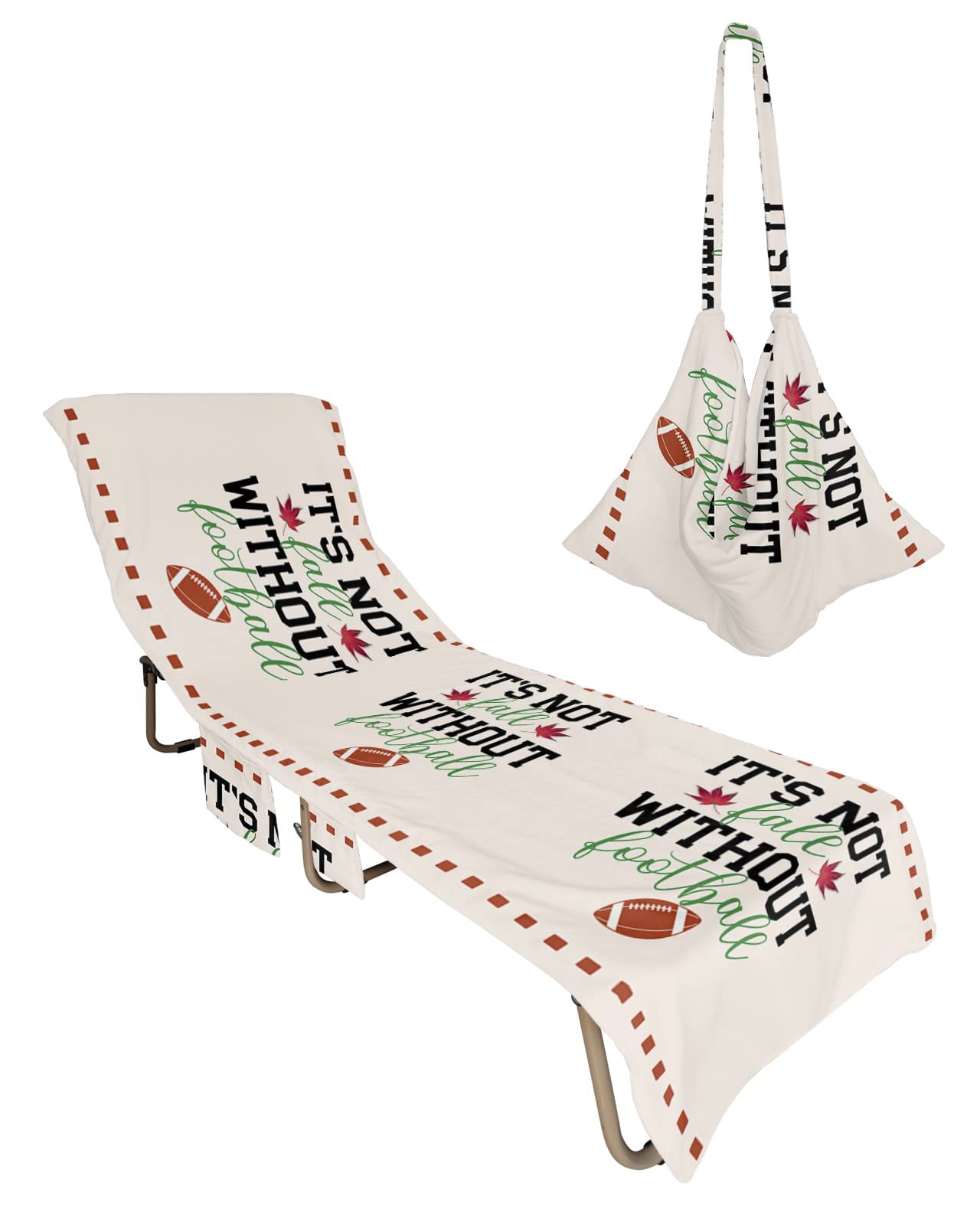 Football Beach Chair Towel Covers for Chaise Lounge with Side Pocket, Soft Plush Pool Towels Cover for Patio Sunbathing Outdoor 29''x85'' Kids Sports Game Boys Sports Competition