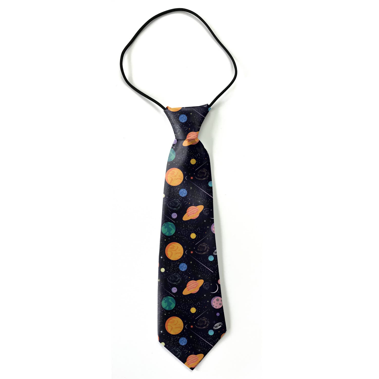 KAWAMOUSE Toddler Size ( Space Print ) Pre-Tied Adjustable Novelty Necktie, Fashion Conversational Neck Strap Ties for Boys and Children, for Wedding Parties Events