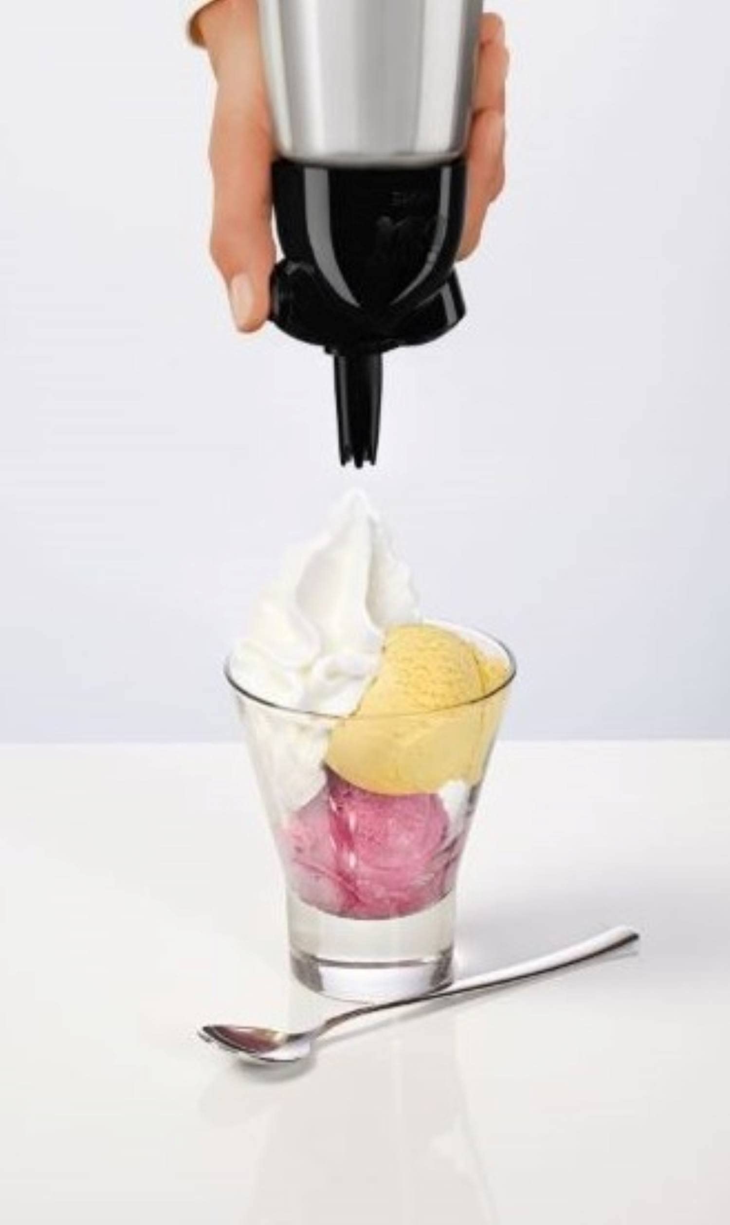 iSi North America Easy Whip Plus Mini Cream Whipper, 1/2 Pint, Stainless Steel/Black (135001)