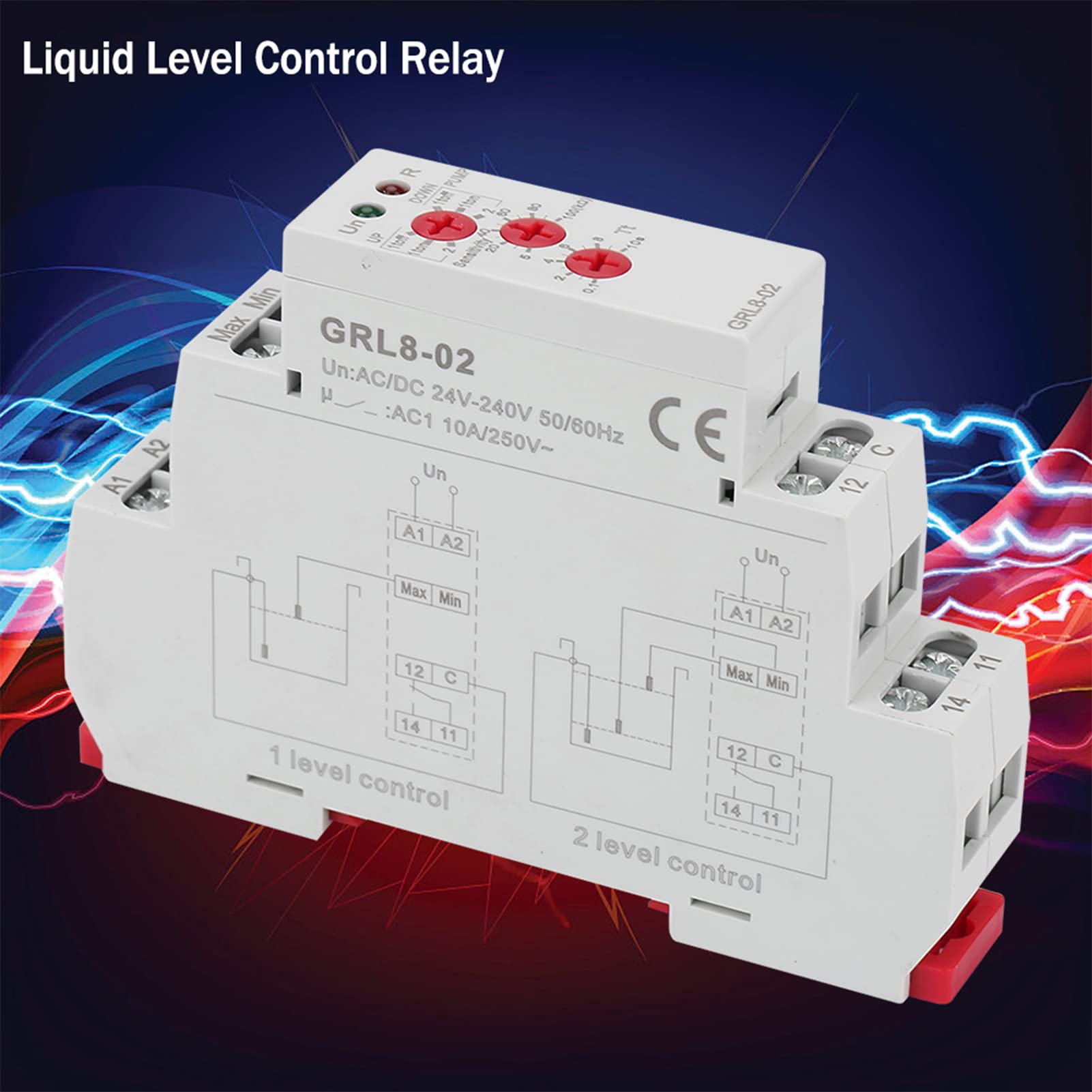 GRL8 02 Liquid Level Control Relay Water Level Controller 10A AC DC 24V 240V, Water Level Switch 10a Controller dc Water Level Controller Power Consumption Controller