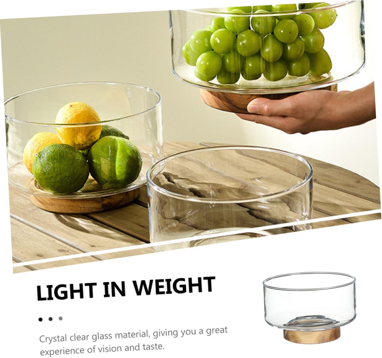 Elegant Wooden Fruit Bowl and Multi Functional Glass Tray Aesthetic Serving Tray for Snacks Jewelry and Home Decor Small for Easy Storage and Cleaning