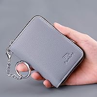 Vista 110 de FurArt - Cartera para tarjetas de crédito, soporte para tarjetas con cremallera para hombres y mujeres, bloqueo RFID, cartera con llavero