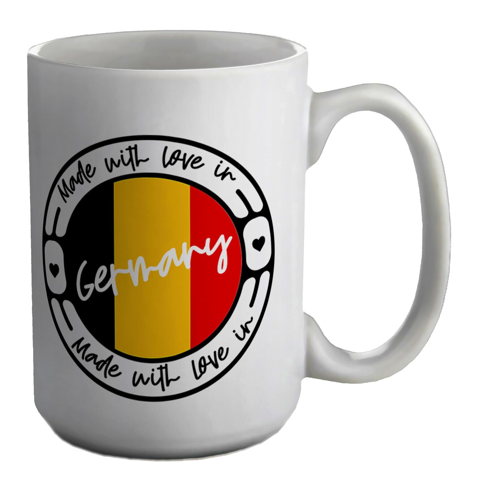 Made with Love in Germany White 11oz Large Mug Cup Printed Coffee and Tea Ceramic Mug- 11OZ Ceramic Coffee Mug 1608