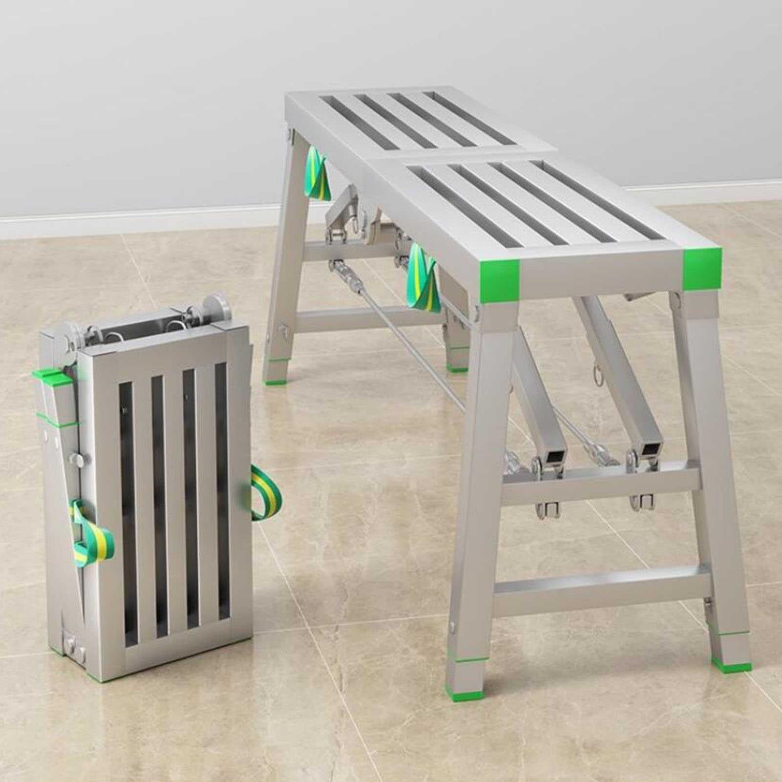 Scala Di Ponteggia Heavy Duty, Piattaforma Di Lavoro Pieghevole Con Serrature Di Sicurezza Antiscivolo, Panca In Acciaio Regolabile In Altezza Per La Manutenzione Del Soffitto Di Verniciatura Fai Da T