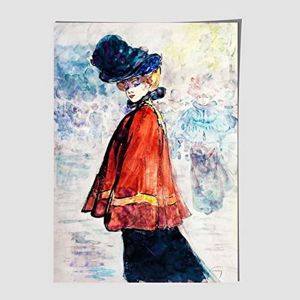 Artze Wall ArtSomm Elegant in A Red Skirt Art Print, 40 cm Width x 50 cm Height