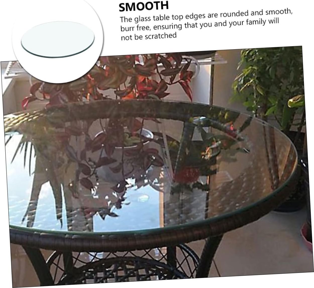 Round Tempered Glass Table Top Thickened Clear Surface for Dining and Tea Tables Smooth Edges Home Decor