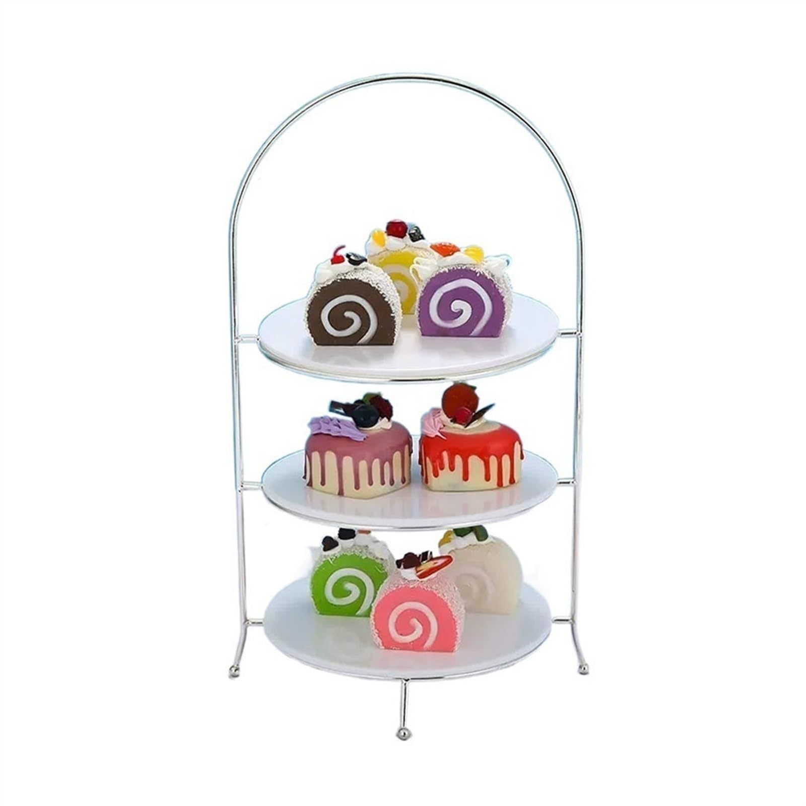 Bx9rE7tK3g Cake Stand Stainless Steel Dessert Table Cake Display Rack Dim Sum Banquet Afternoon Tea Cake Display Stand(Silver)