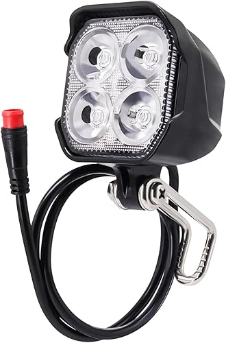 Faro eléctrico para bicicleta, 4 piezas LED de 400 lúmenes, compatible con 24 V, 36 V, 48 V, conector impermeable de 2 pines, luz delantera de