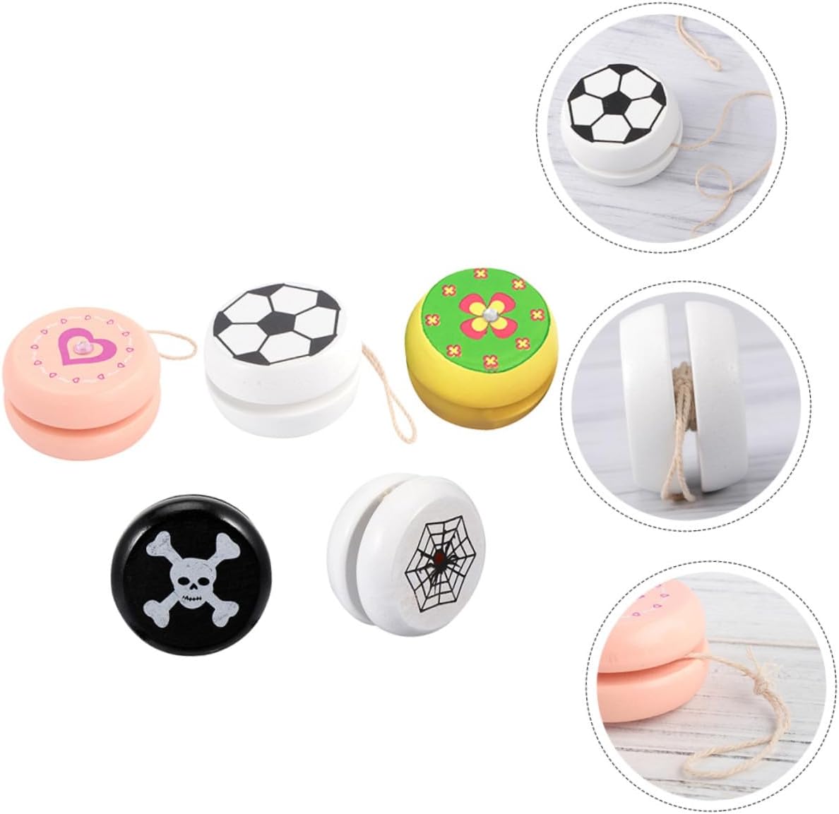 Yardwe 5Pcs Wooden Yo-yo Portable Educational Playthings for Beginners Creative Trick Yoyo Balls for Boys Ages