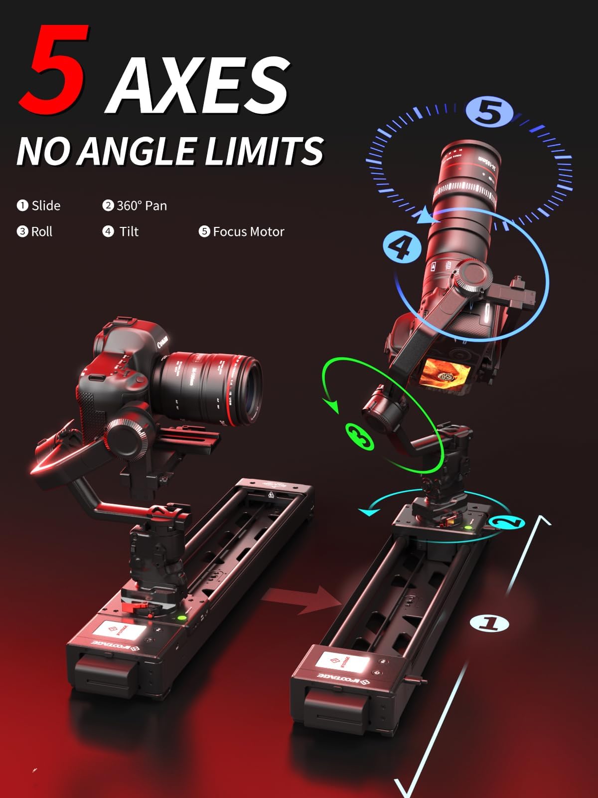 IFOOTAGE Shark Slider Nano II-860 (86cm) Motorisierter Kamera Slider,Mobile APP/IPS-Touchscreen-Steuerung,360°-Panoramaaufnahme, Extrem Leise